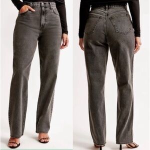 Abercrombie & Fitch Ultra High Rise The 90s Straight Black Jeans Size 32 14 XL